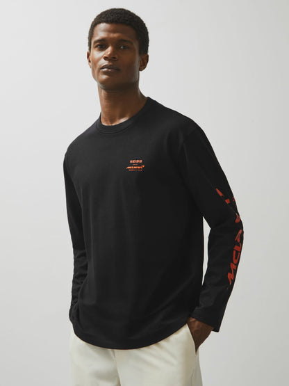 Reiss Unisex Fit McLaren F1 Team Tyre-Print T-Shirt in Black