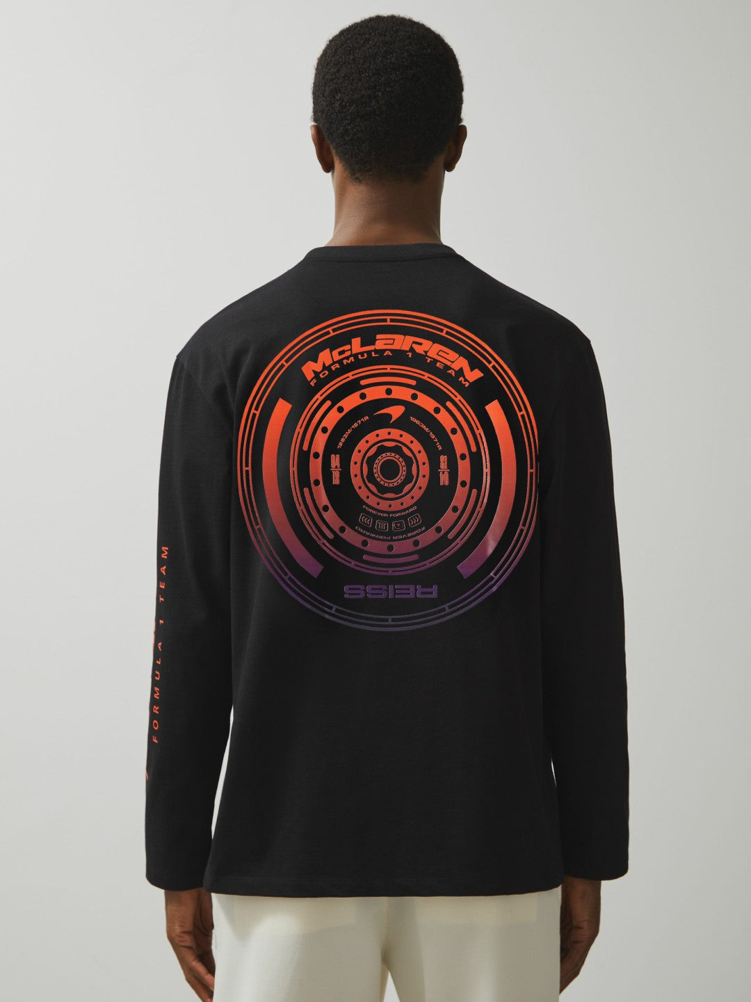 Reiss Unisex Fit McLaren F1 Team Tyre-Print T-Shirt in Black