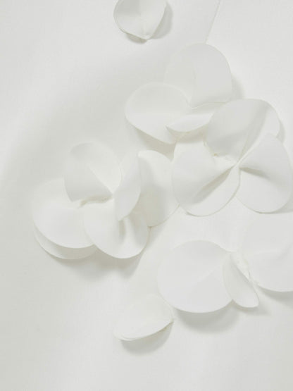 Reiss Acler Ivory Petal Detail Fitted Midi Dress in Ivory