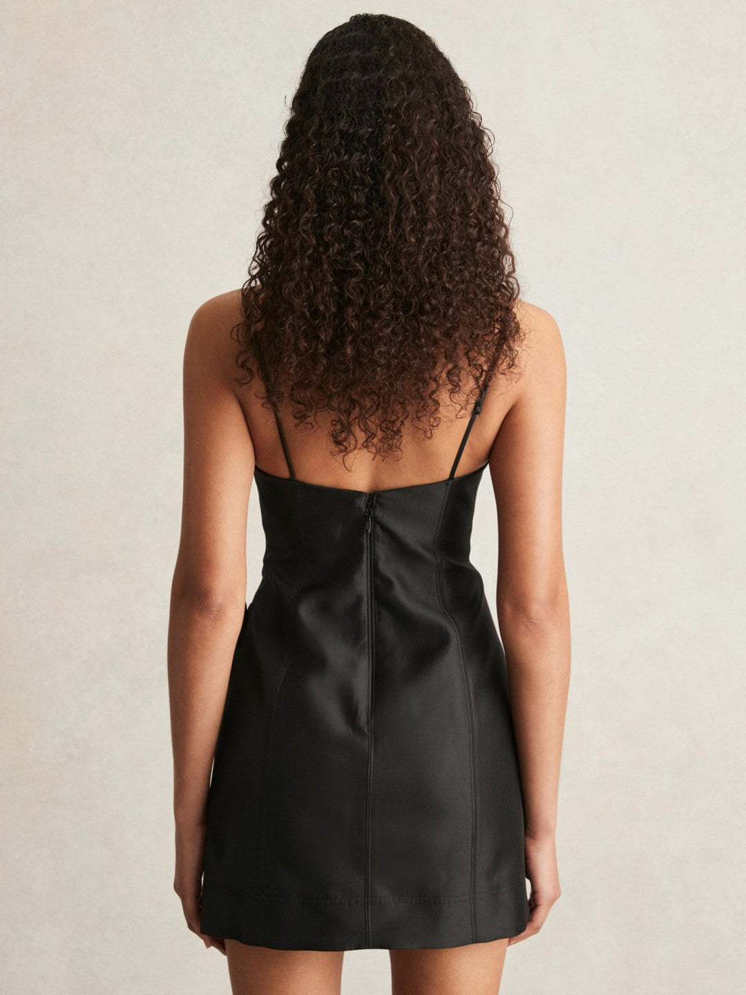 Reiss Acler Petal Detail Fitted Mini Black Dress in Black