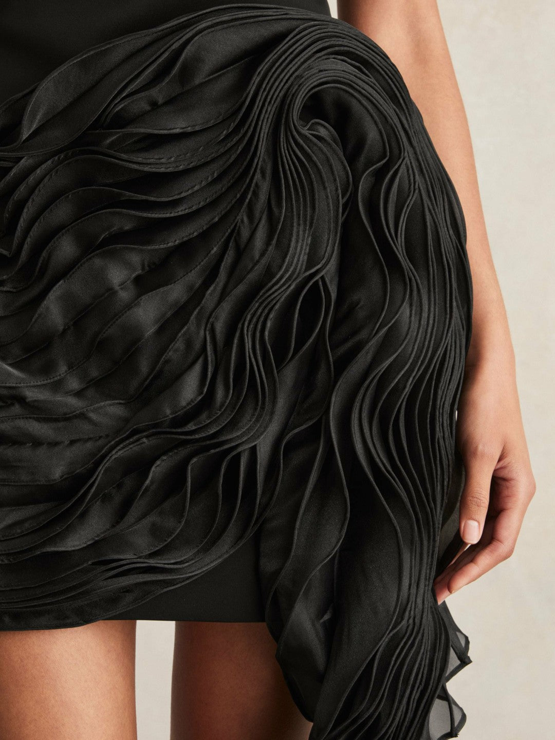 Reiss Acler Layered Ruffle Mini Black Dress in Black
