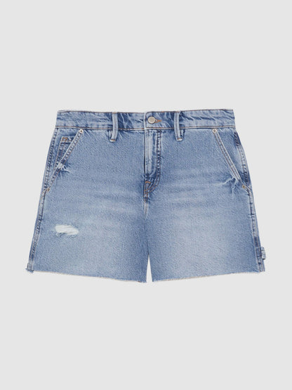 Reiss 90S Long 100% Cotton Shorts in Indigo Blue