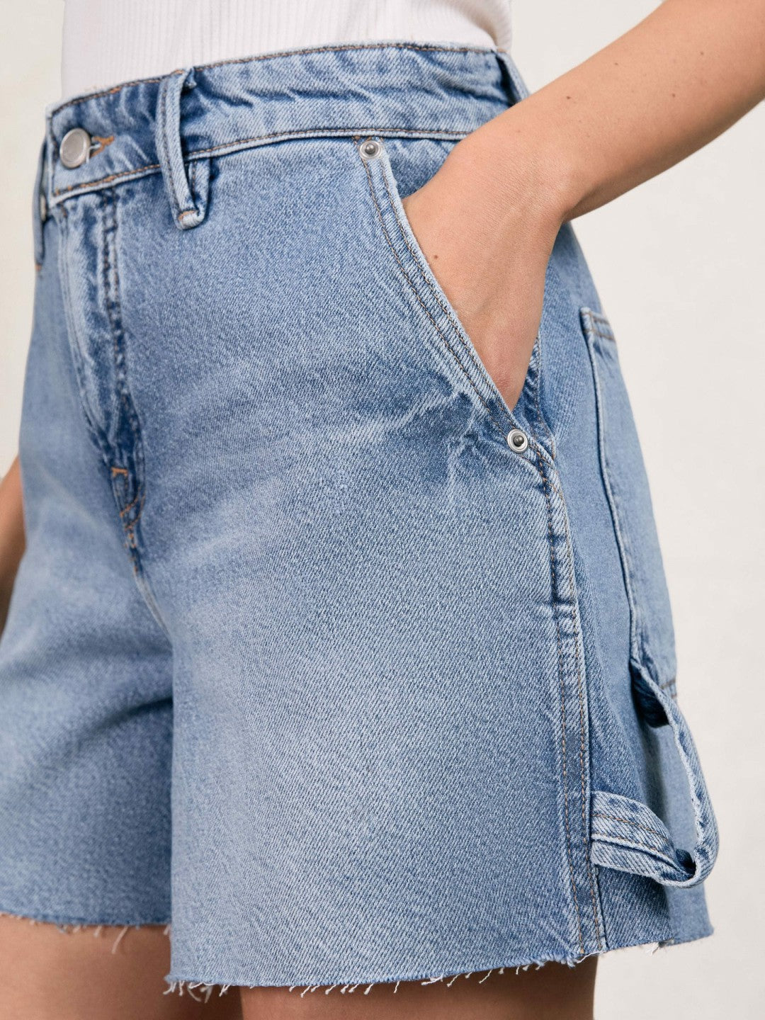 Reiss 90S Long 100% Cotton Shorts in Indigo Blue