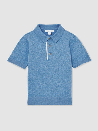 Reiss 13-14 yrs Contrast Placket Polo Shirt With Cotton in Blue