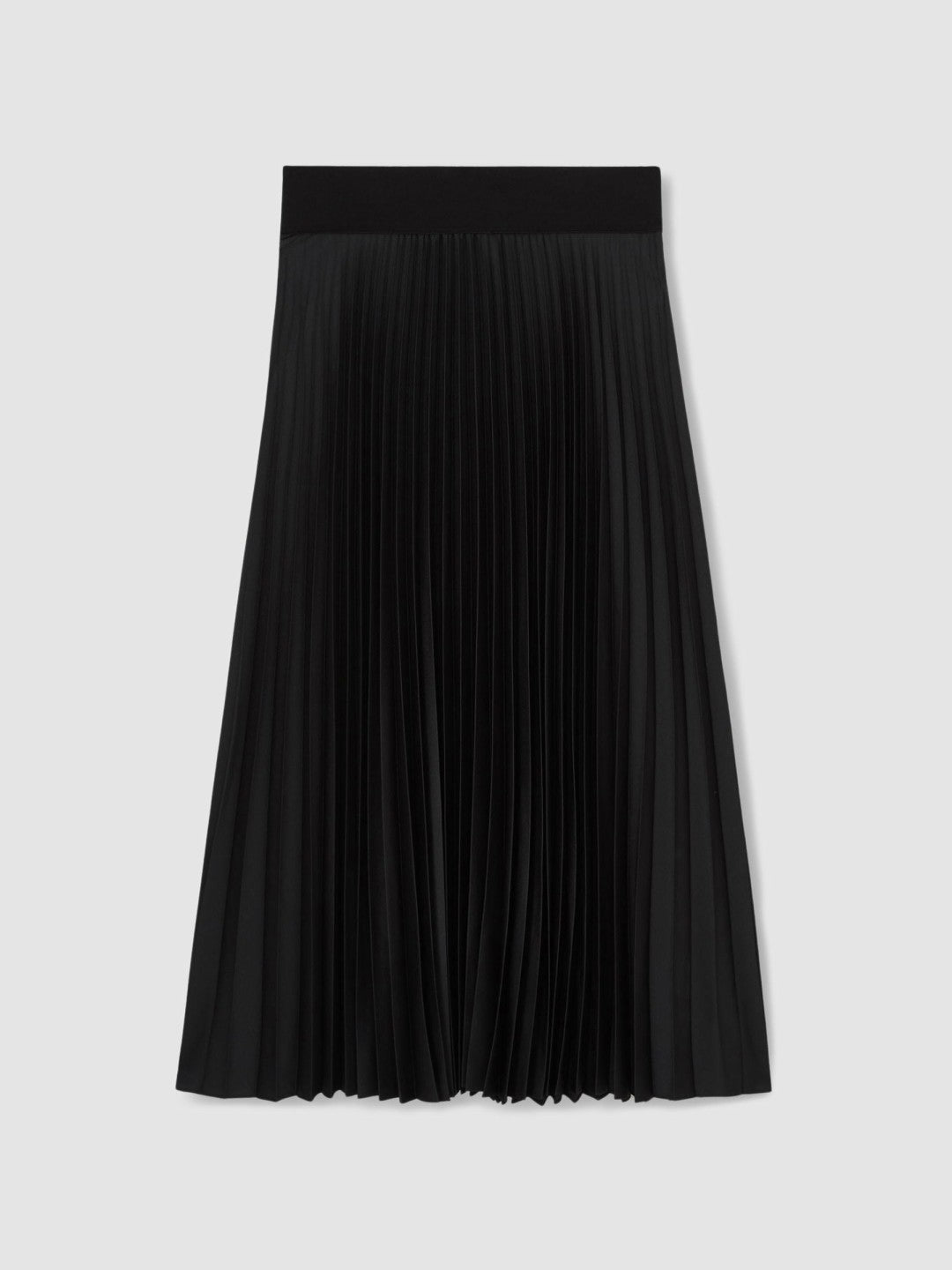 Reiss Pleated Midi Skirt in Black