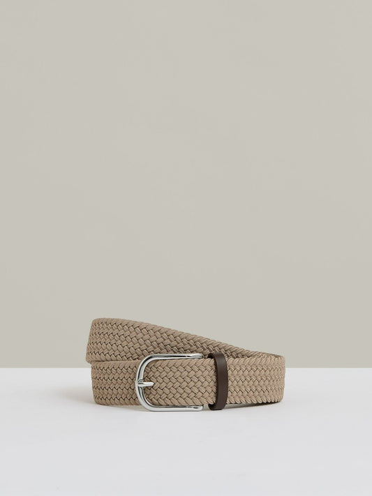 Reiss Basket Weave Belt in Stone