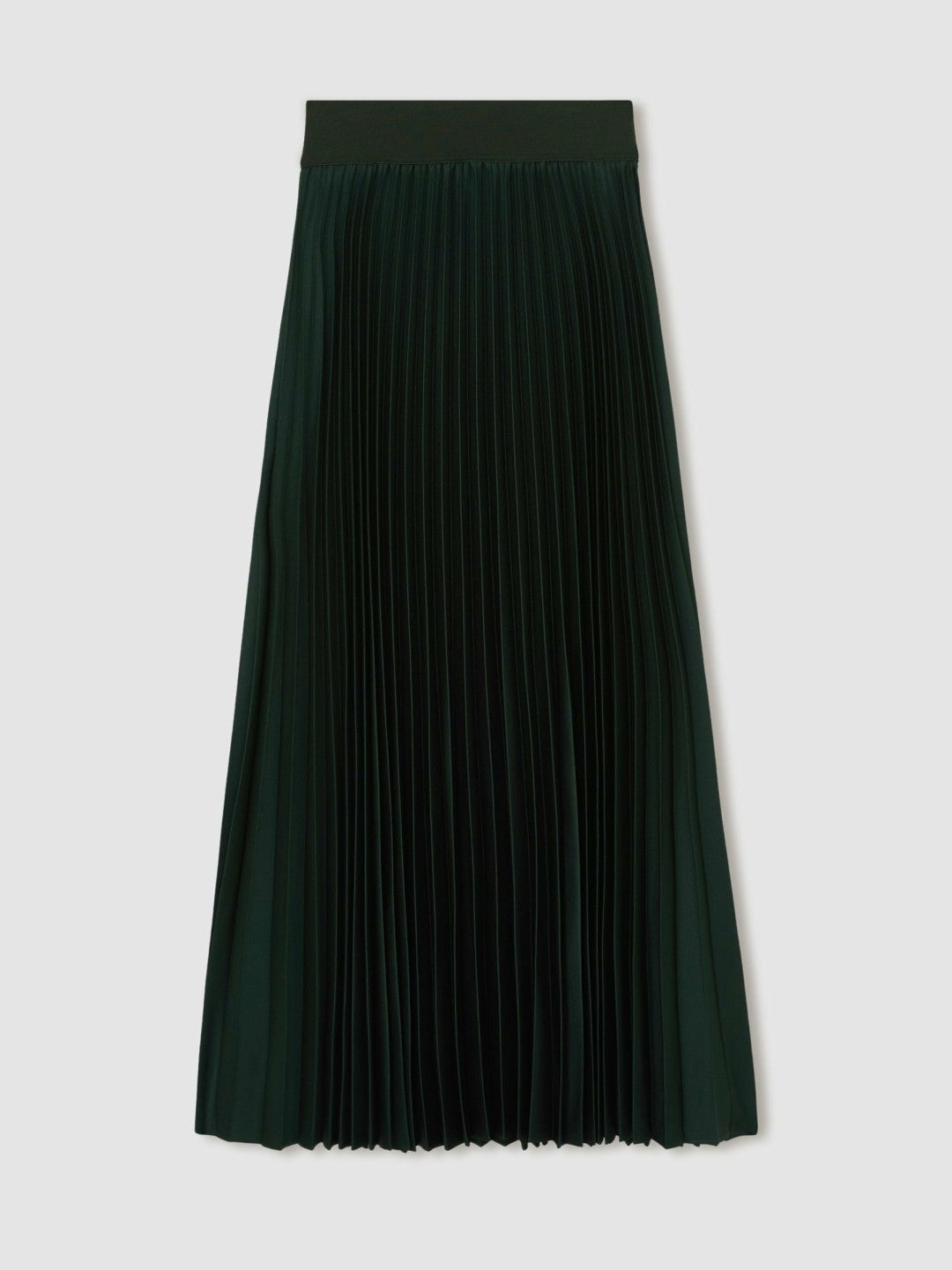 Reiss Pleated Midi Skirt in Dark Green