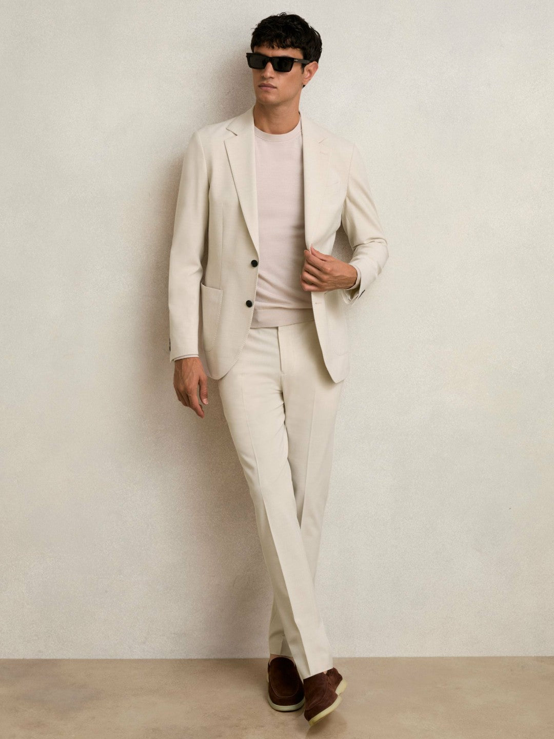 Reiss Slim-Fit Internal-Drawstring Trousers in Stone