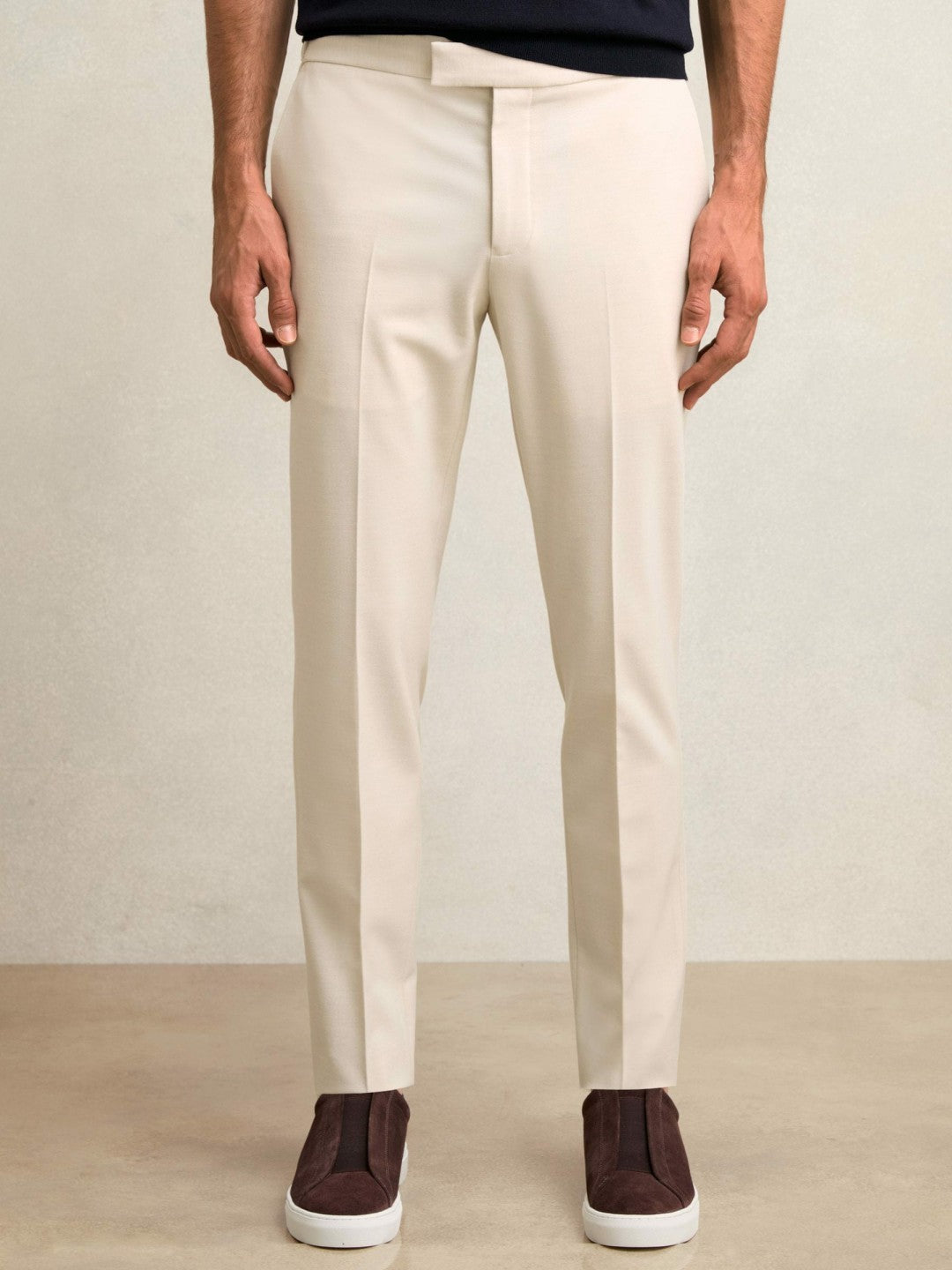 Reiss Slim-Fit Internal-Drawstring Trousers in Stone