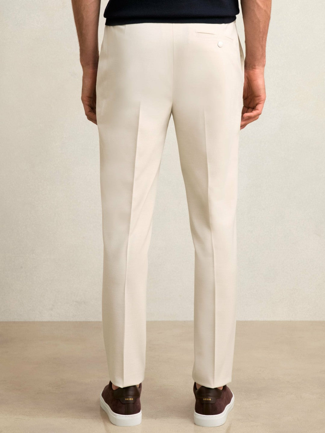 Reiss Slim-Fit Internal-Drawstring Trousers in Stone