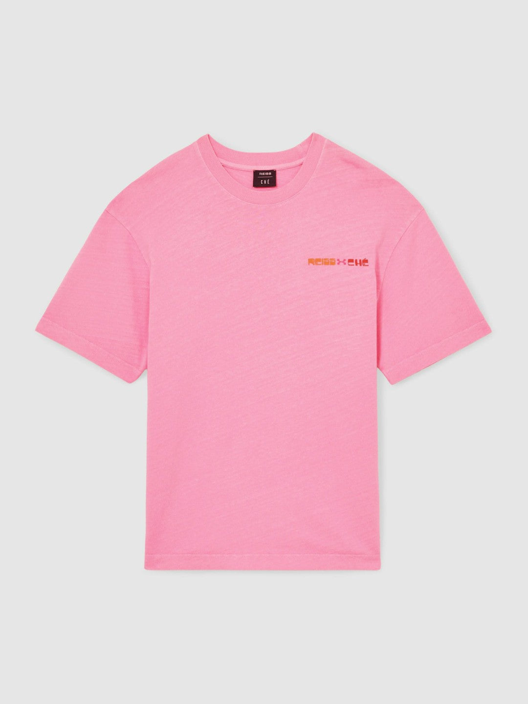 Reiss | Ché Cotton-Linen Sunset T-Shirt in Pink