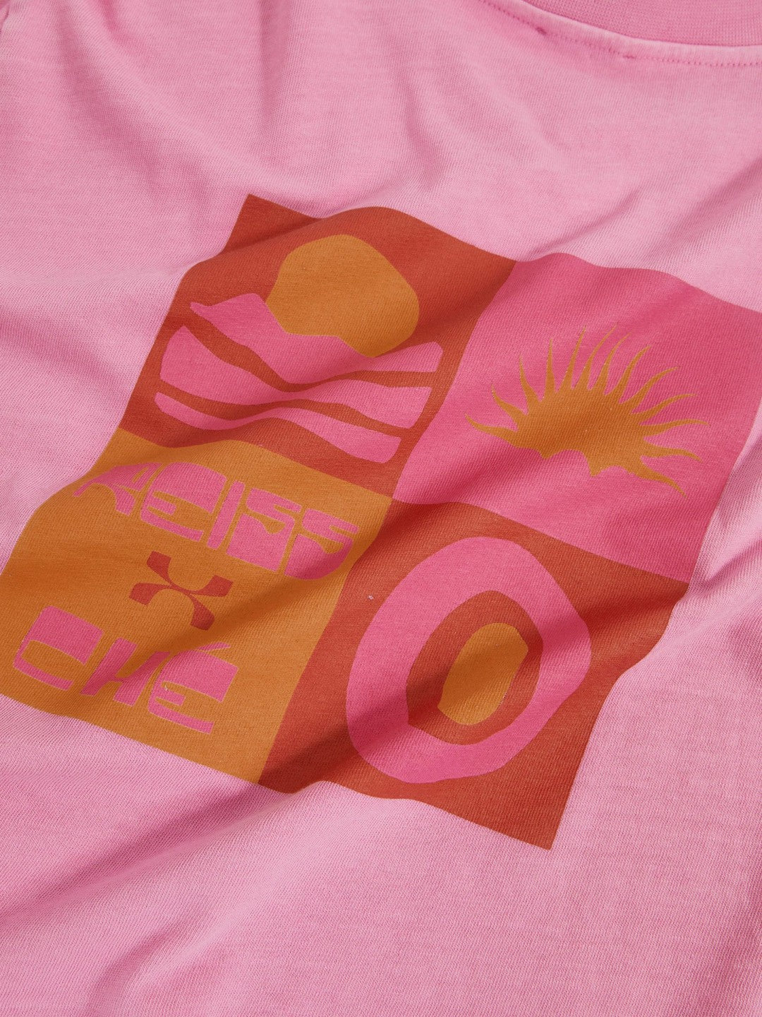 Reiss | Ché Cotton-Linen Sunset T-Shirt in Pink