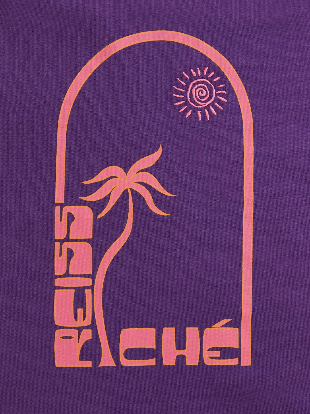Reiss | Ché Cotton Palm-Print T-Shirt in Purple