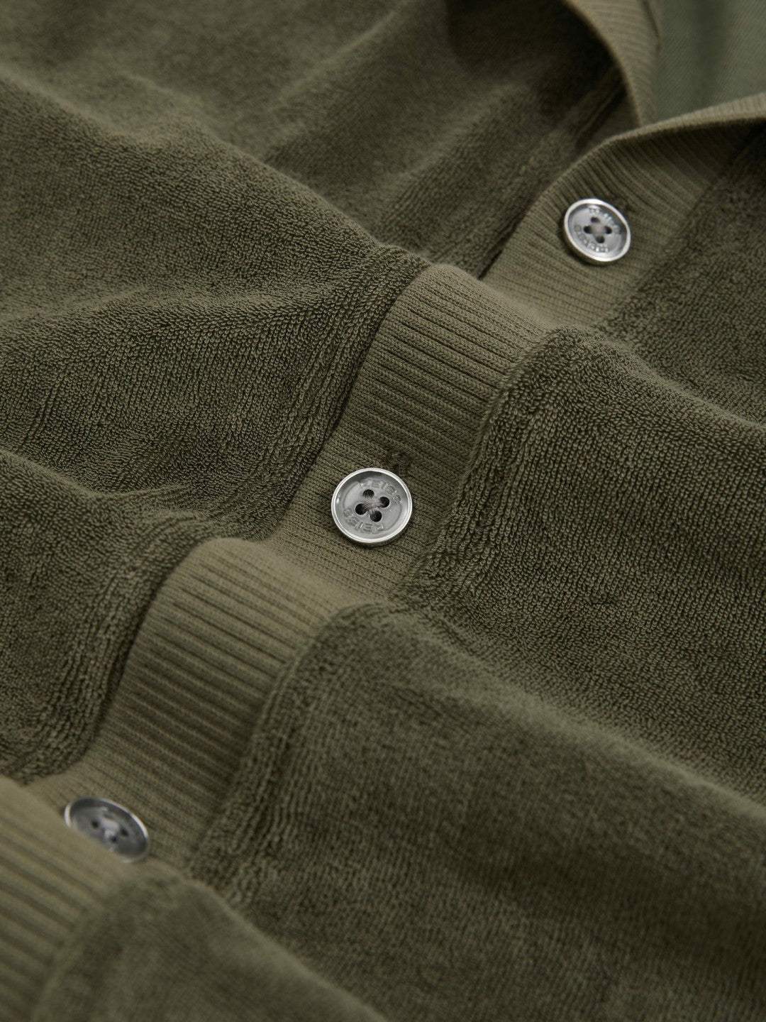 Reiss Cotton Blend Towelling Shirt in Green