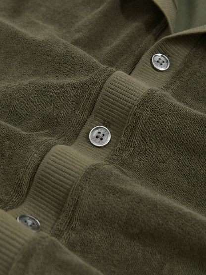 Reiss Cotton Blend Towelling Shirt in Green