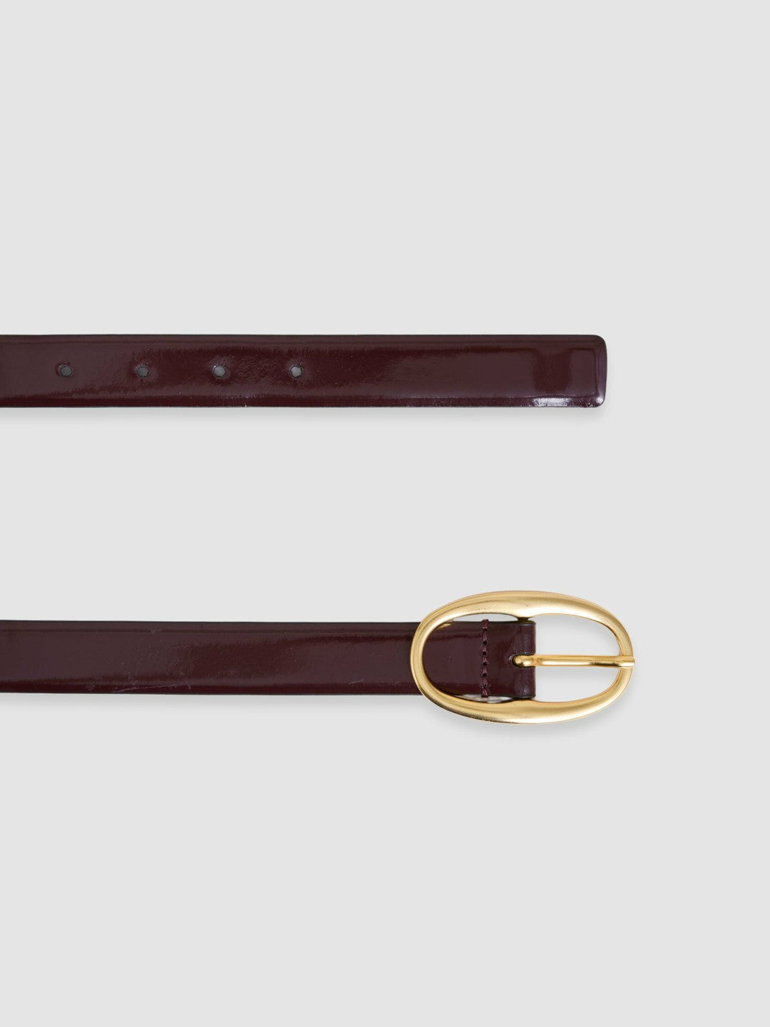Reiss Patent Leather Oval Buckle Belt in Oxblood