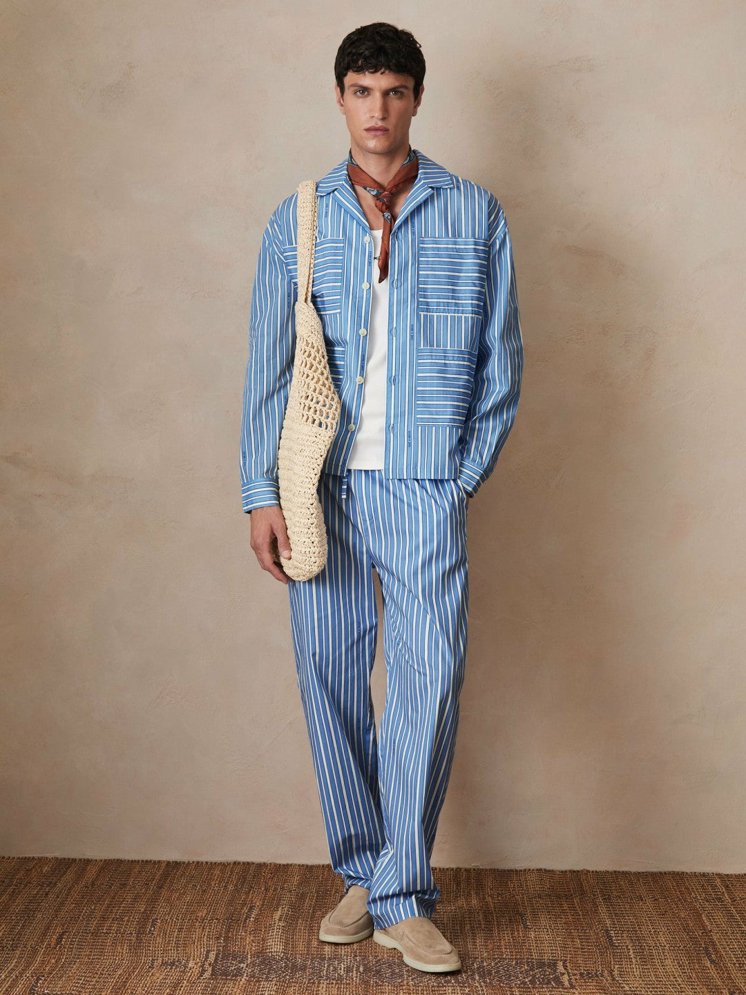 Reiss | Ché Poplin Stripe Pocket Shirt in Bright Blue/White