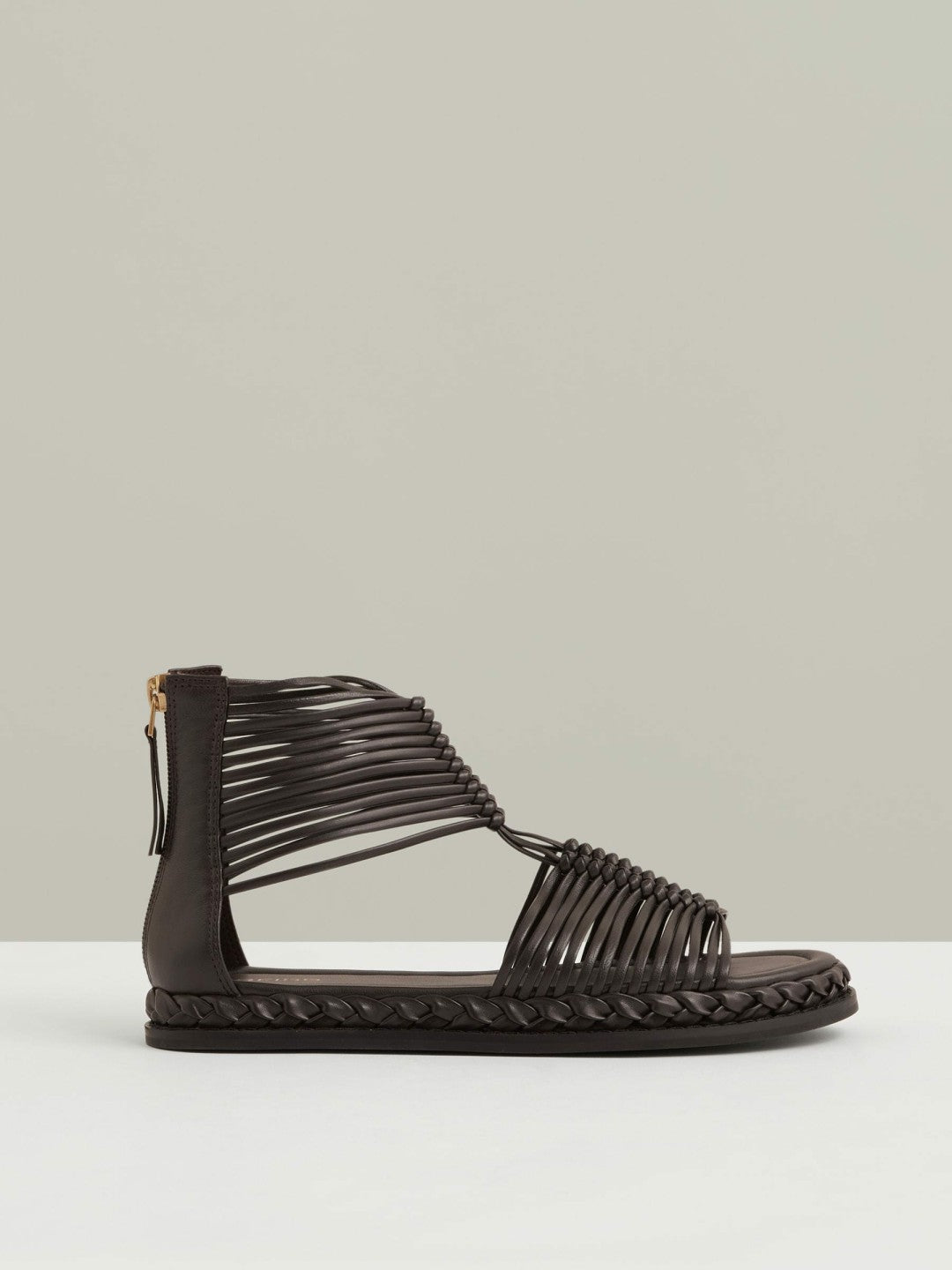 Reiss Leather Gladiator Sandals in Chocolate