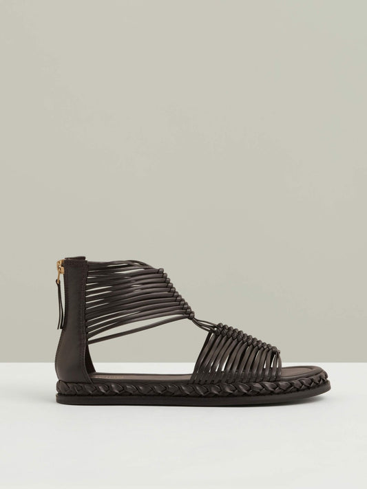 Reiss Leather Gladiator Sandals in Chocolate
