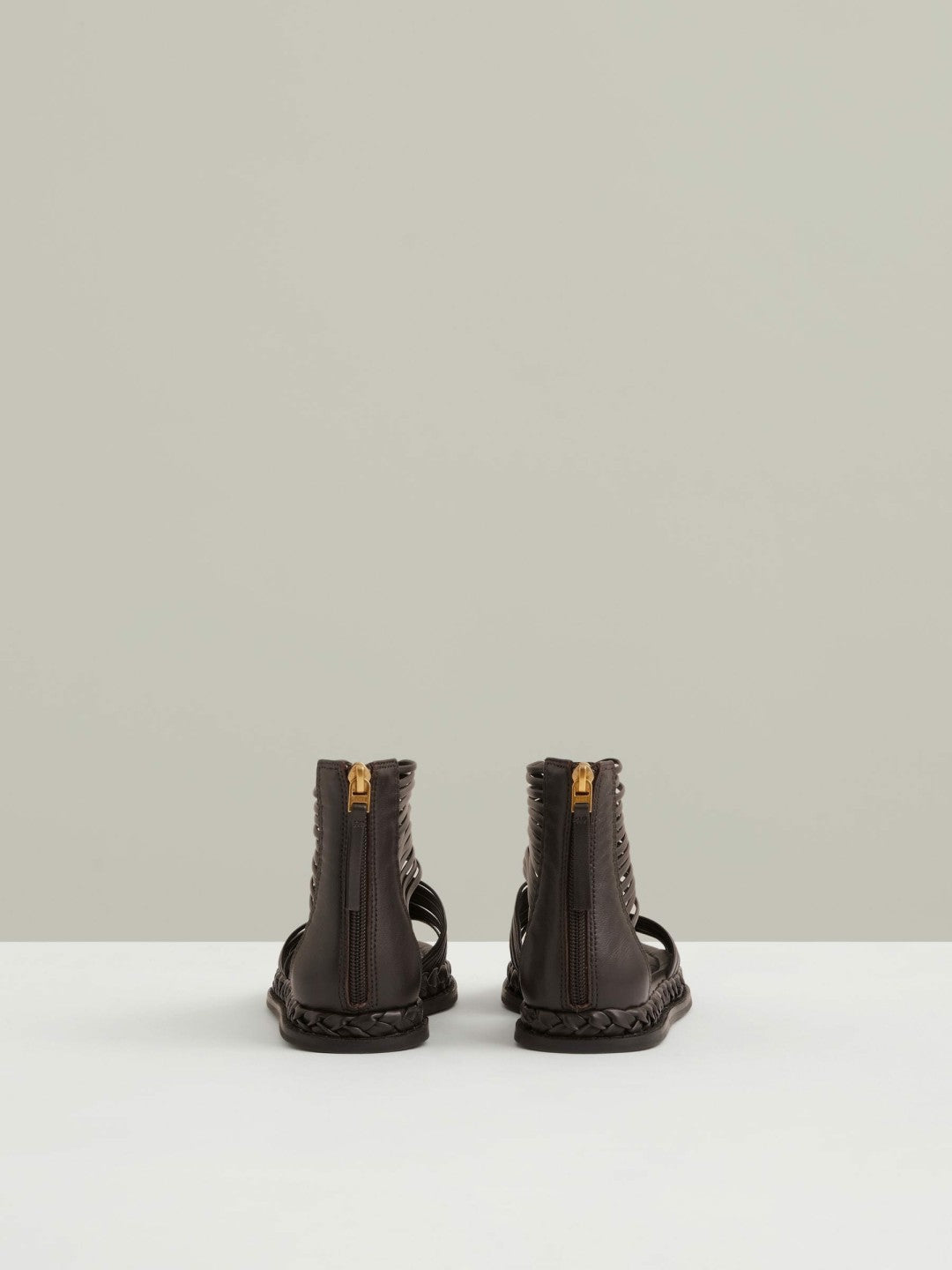 Reiss Leather Gladiator Sandals in Chocolate