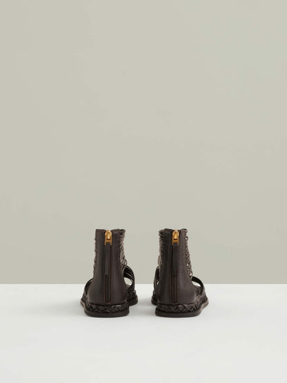 Reiss Leather Gladiator Sandals in Chocolate