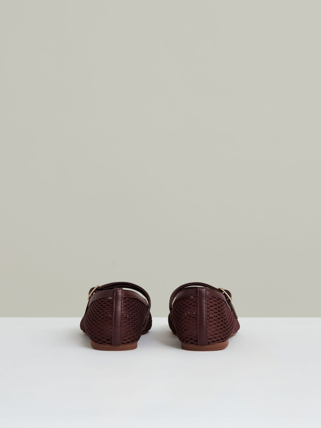 Reiss Mesh Double-Strap Ballet Flats in Oxblood