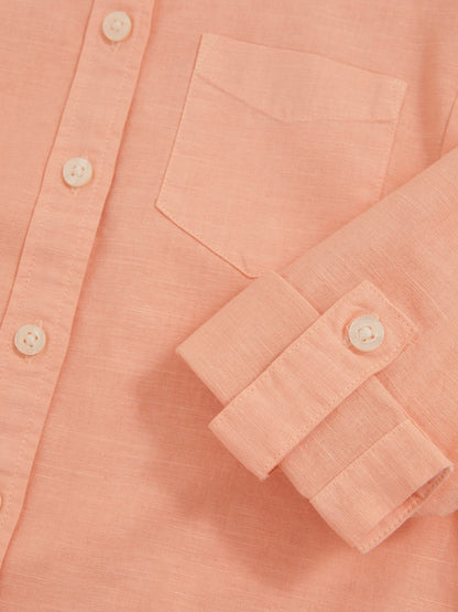 Reiss 9-13 yrs Linen Roll-Cuff Shirt in Peach