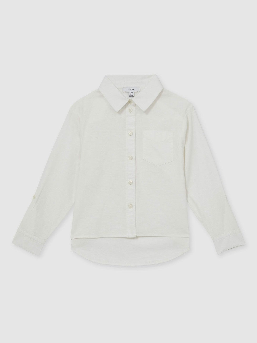Reiss 9-13 yrs Linen Roll-Cuff Shirt in Ivory