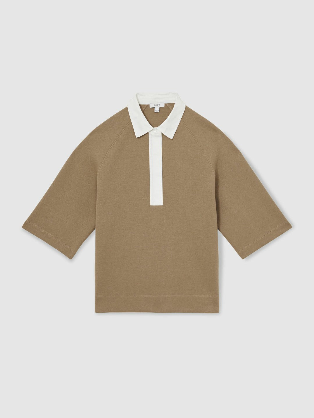 Reiss Cotton-Blend Interlock Collar Sweatshirt in Camel