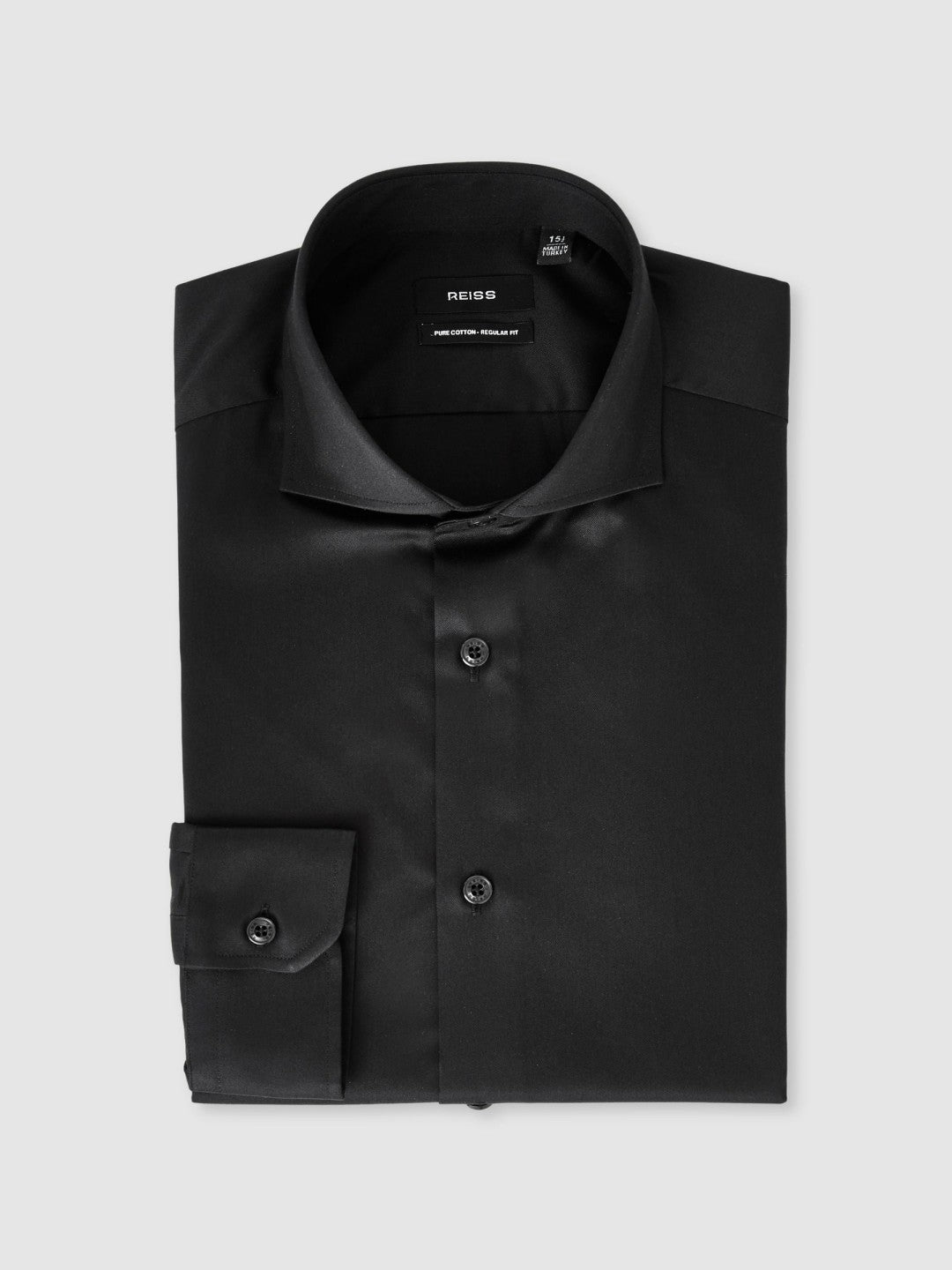 Reiss Slim Fit Slim-Fit Cotton Double-Cuff Shirt in Black