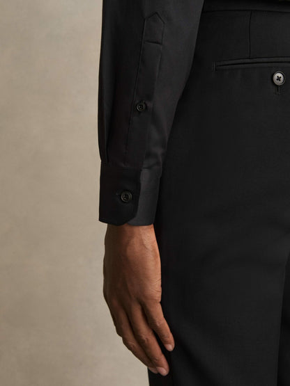 Reiss Slim Fit Slim-Fit Cotton Double-Cuff Shirt in Black