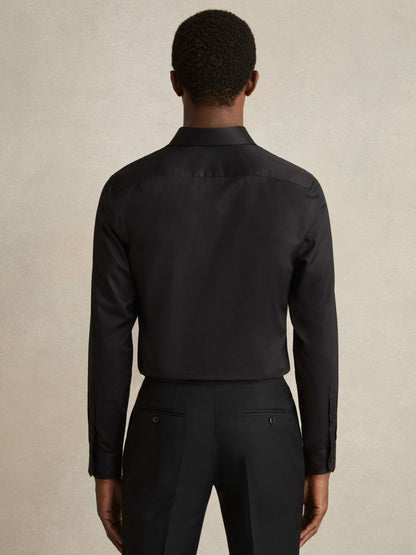 Reiss Slim Fit Slim-Fit Cotton Double-Cuff Shirt in Black