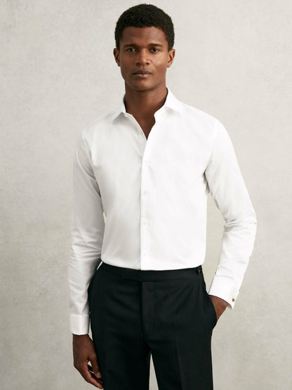 Reiss Regular Fit Slim-Fit Cotton-Sateen Shirt in White