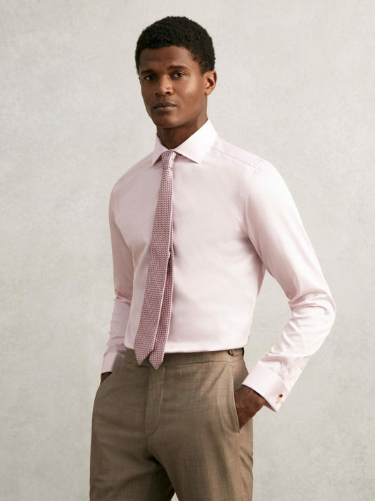 Reiss Regular Fit Slim-Fit Cotton-Sateen Shirt in Pink