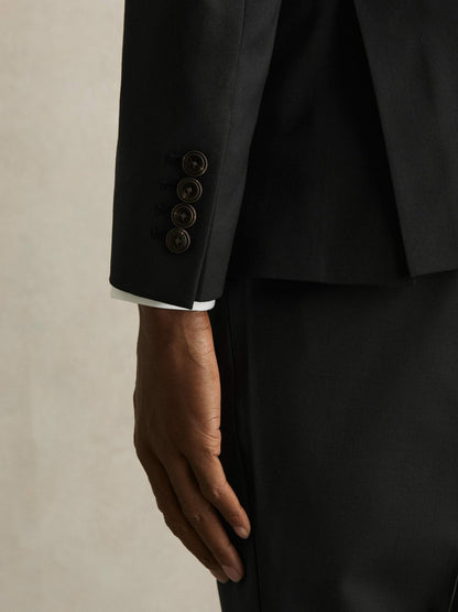 Reiss Wool-Blend Single-Breasted Suit Blazer Slim-Fit in Black