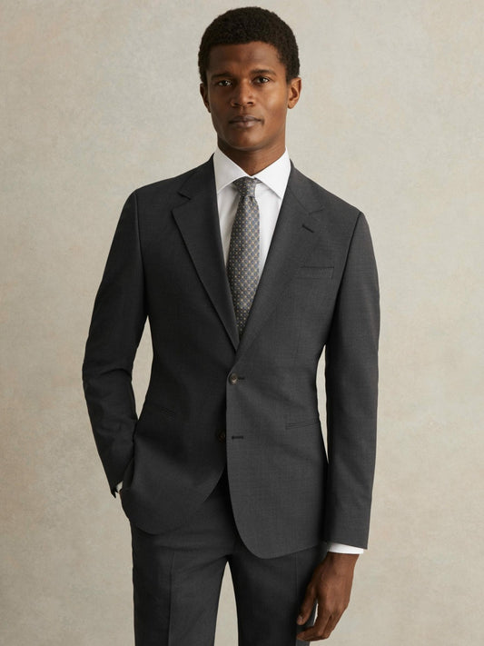 Reiss Wool-Blend Single-Breasted Suit Blazer Slim-Fit in Grey