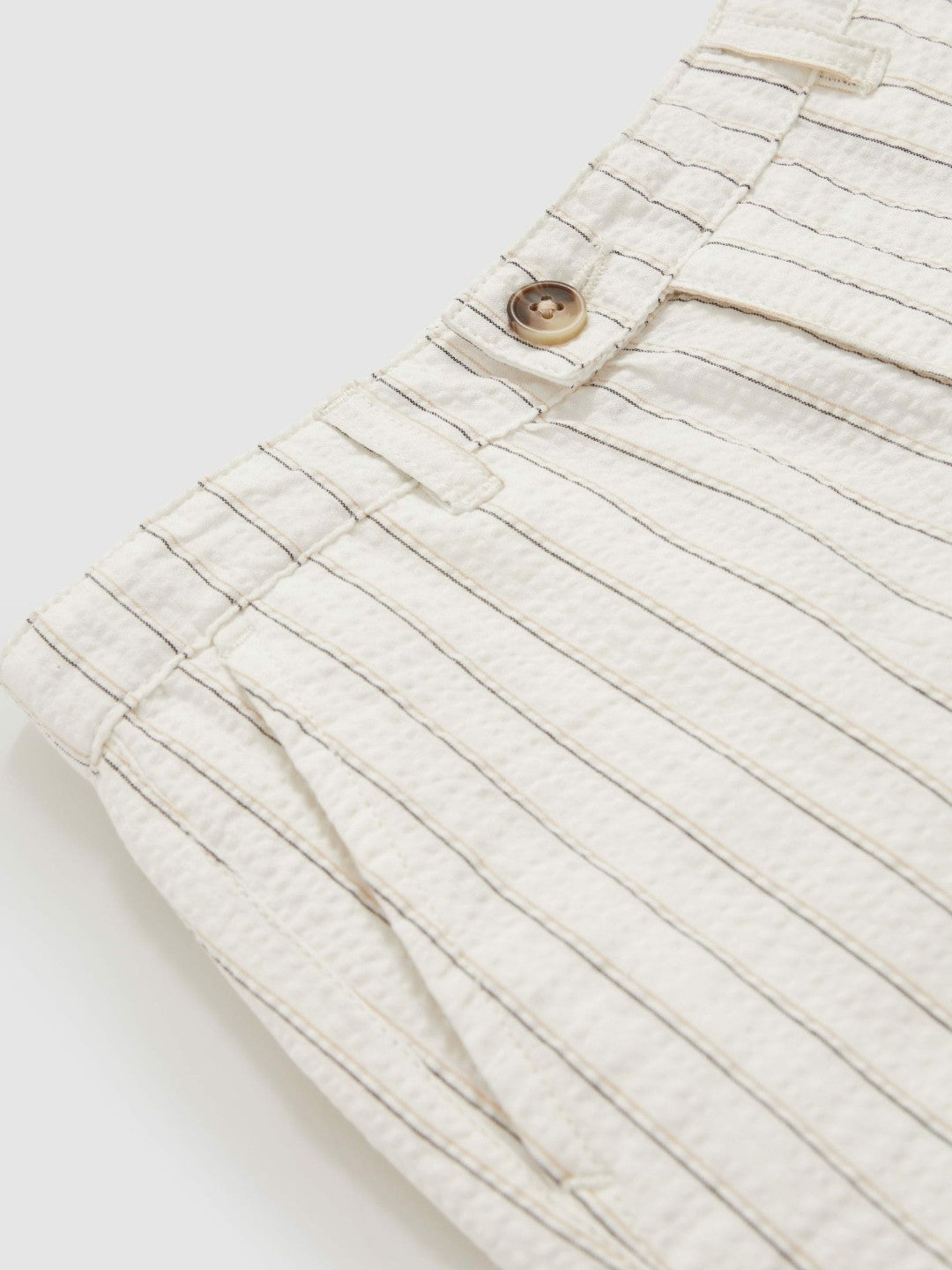 Reiss 13-14 yrs Cotton Pinstripe Trousers Regular-Fit in Off White/Taupe Brown