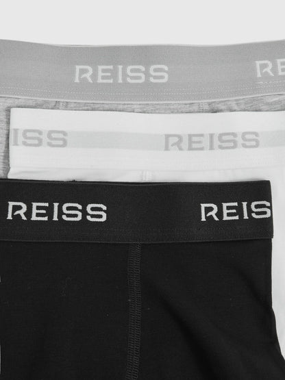 Reiss Stretch-Cotton Logo-Waistband Boxer Shorts 3 Pack in White/Grey/Black