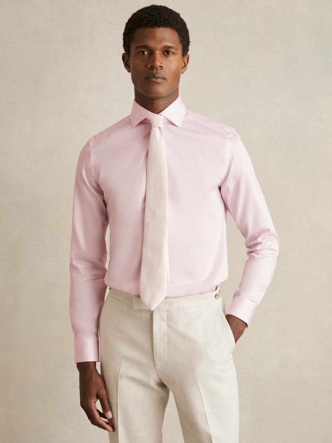 Reiss Slim Fit Cotton Sateen Shirt in Pink