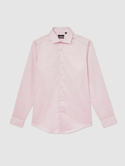 Reiss Slim Fit Cotton Sateen Shirt in Pink