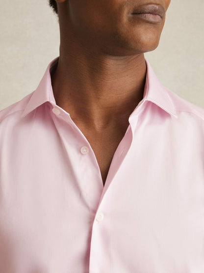 Reiss Slim Fit Cotton Sateen Shirt in Pink