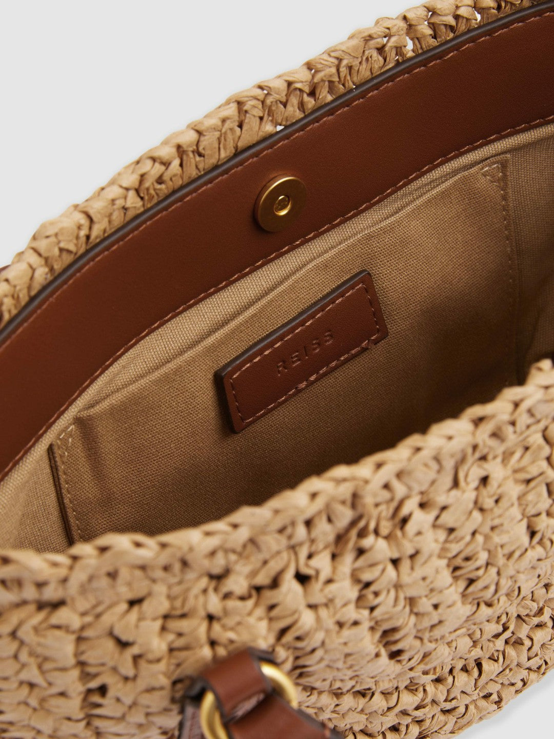 Reiss Raffia Woven Cross-body Bag in Natural