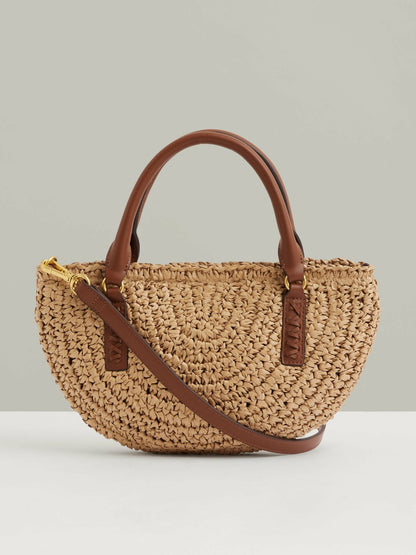 Reiss Raffia Woven Cross-body Bag in Natural