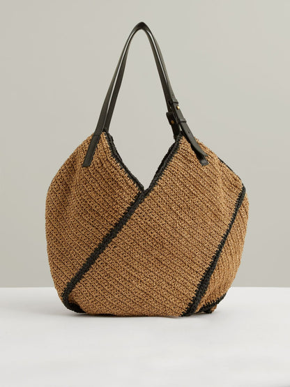 Reiss Raffia Ruffle Tote Bag in Natural