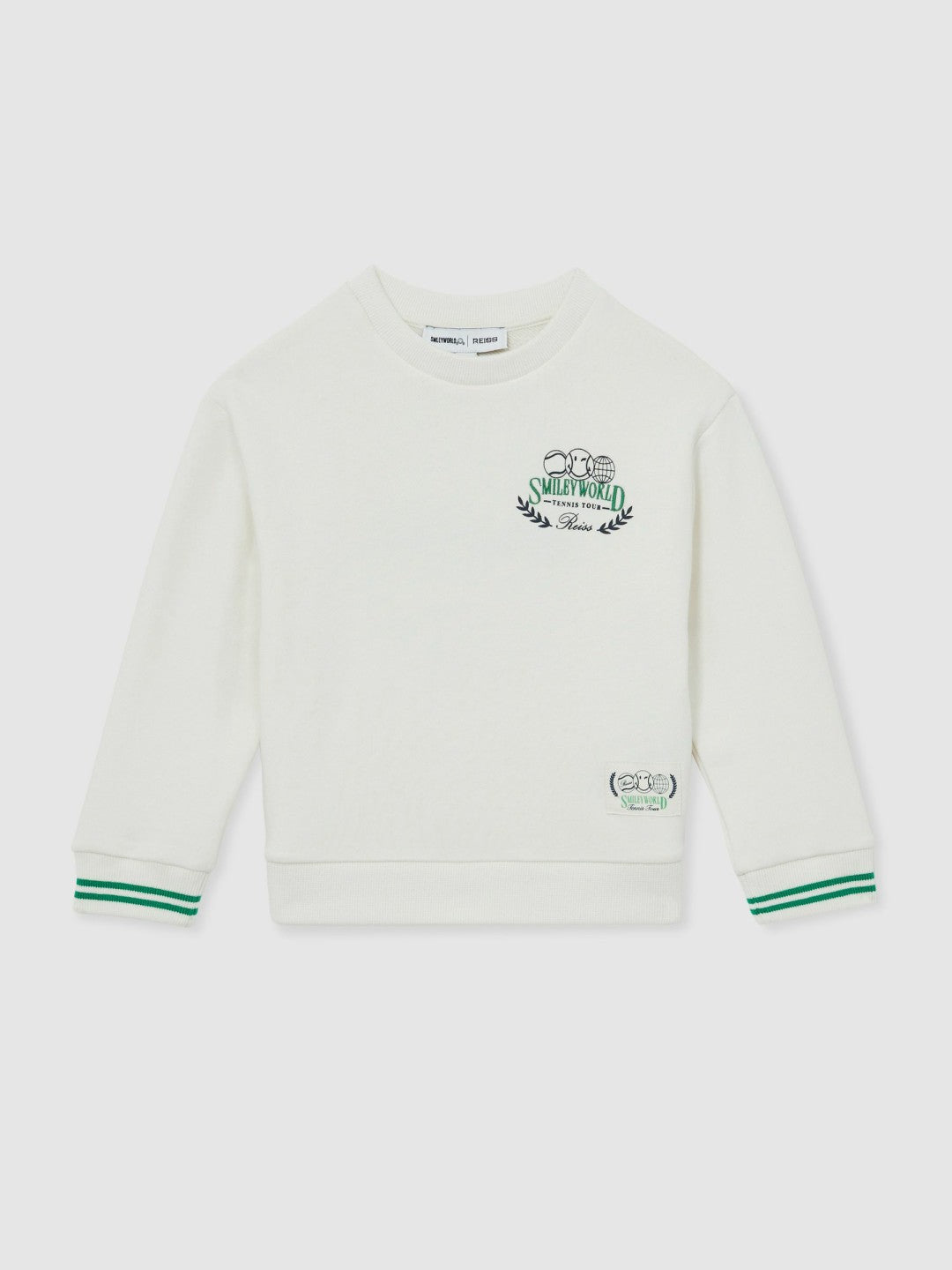 Reiss 9-13 yrs SmileyWorld Logo Sweatshirt Unisex Fit in White