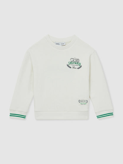 Reiss 9-13 yrs SmileyWorld Logo Sweatshirt Unisex Fit in White