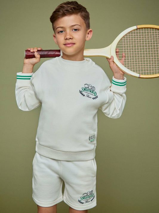 Reiss 3-9 yrs SmileyWorld Logo Sweatshirt Unisex Fit in White