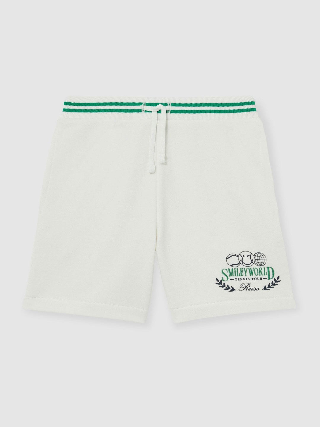 Reiss 3-9 yrs SmileyWorld Drawstring Shorts Unisex Fit in White