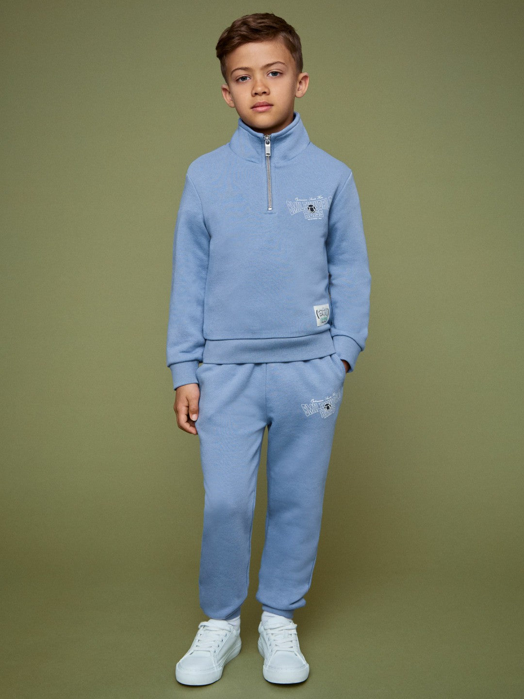 Reiss 3-9 yrs SmileyWorld Half-Zip Sweatshirt Unisex Fit in Blue