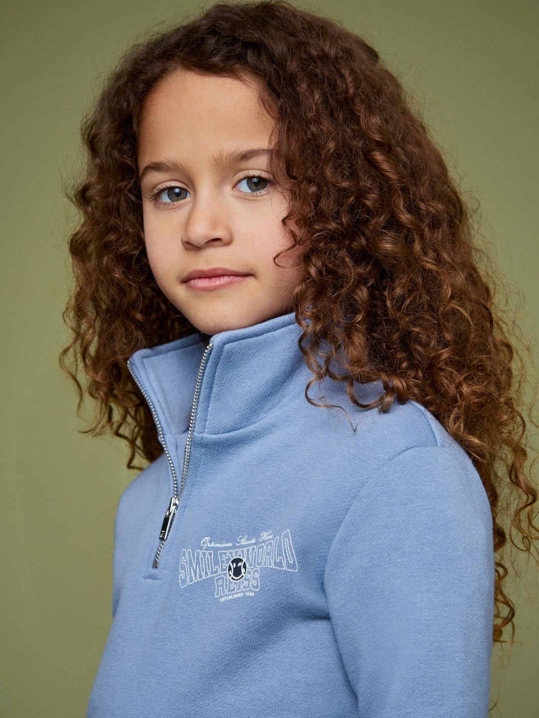 Reiss 3-9 yrs SmileyWorld Half-Zip Sweatshirt Unisex Fit in Blue